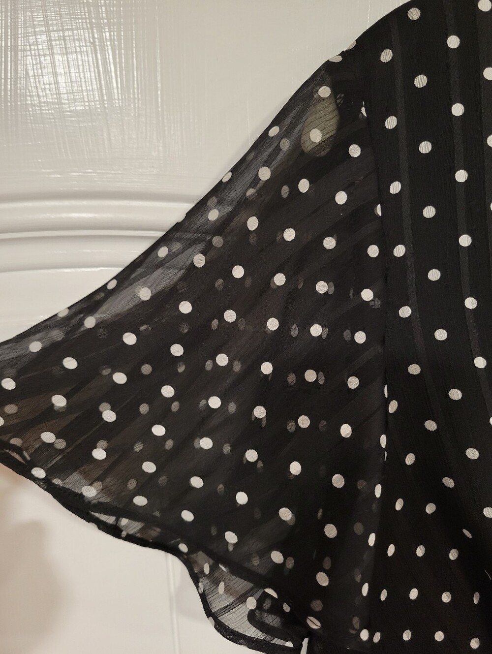 Lauren Ralph Lauren Black & White Polka Dot Dress Front Tie V Neck 10 Careerwear - Picture 4 of 16